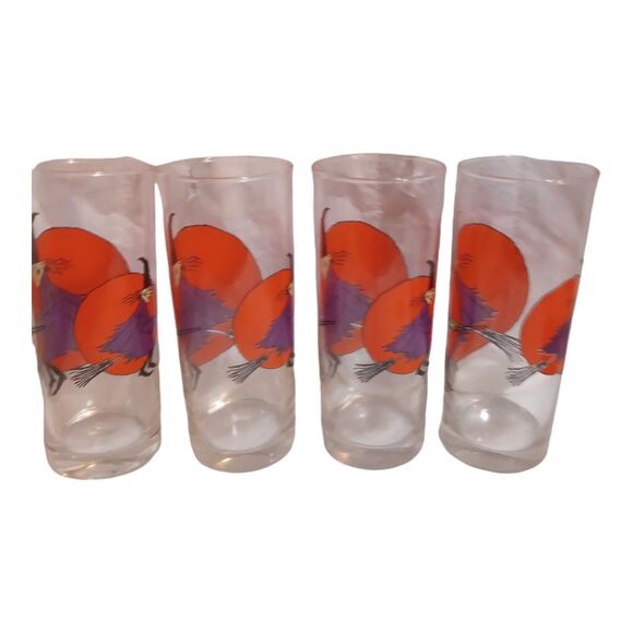4 Vtg Halloween Highball Glasses~ Moon ~ Drinking Glasses~ Witch Riding Broom - Picture 10 of 10